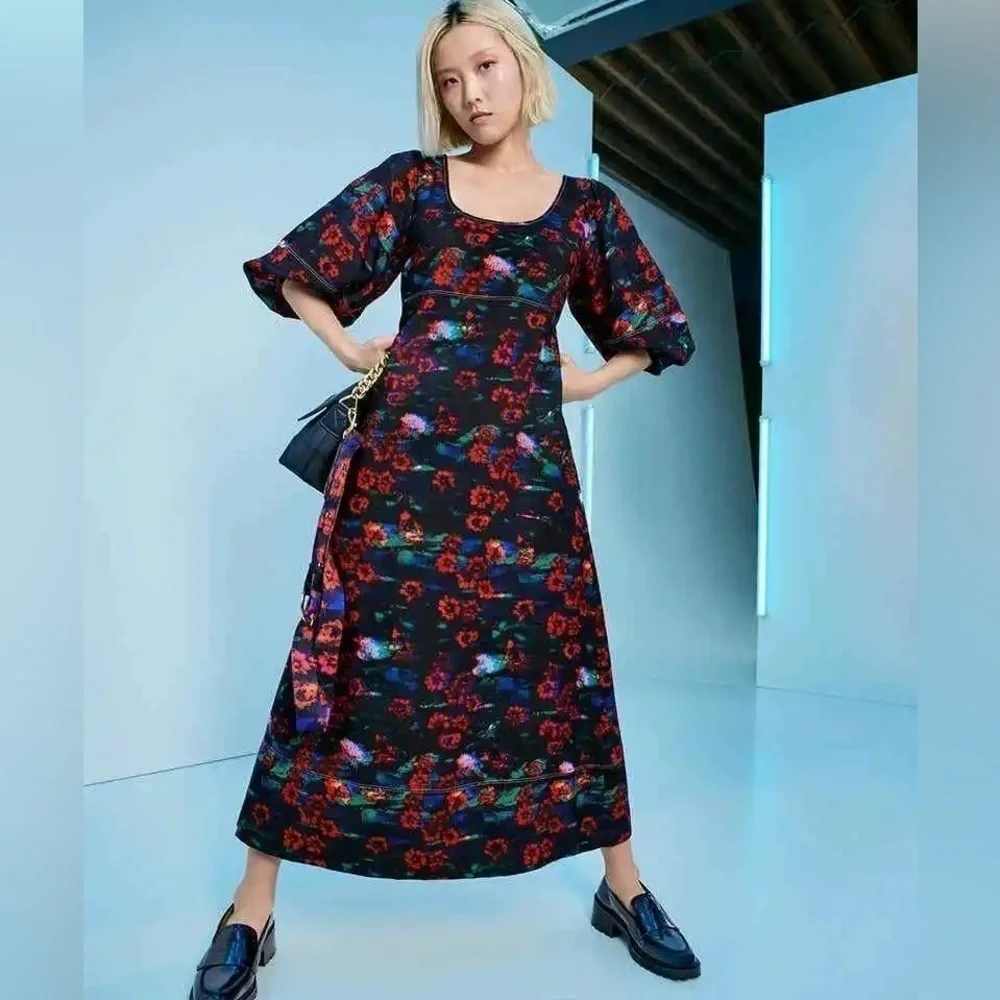 NWT RACHEL COMEY × TARGET Kodak Red Floral Print Volume 3/4 Sleeve dress